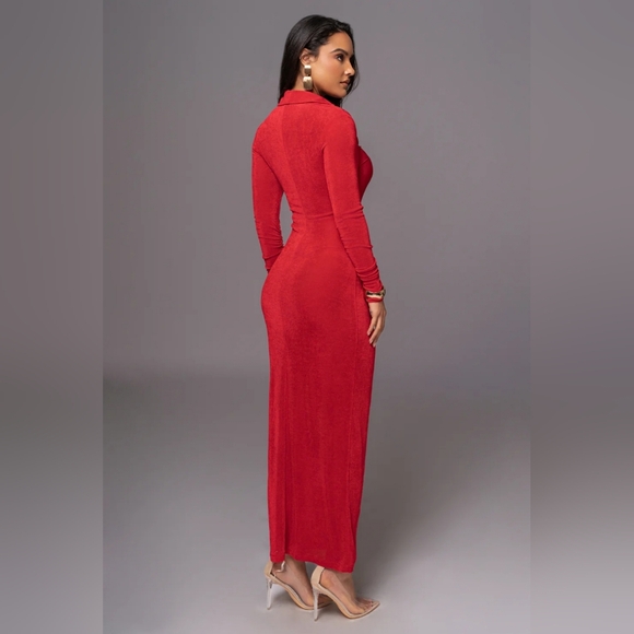 JLUXLABEL - RED ZAHRA BUTTON FRONT MAXI DRESS - SMALL - NWT - Picture 4 of 5